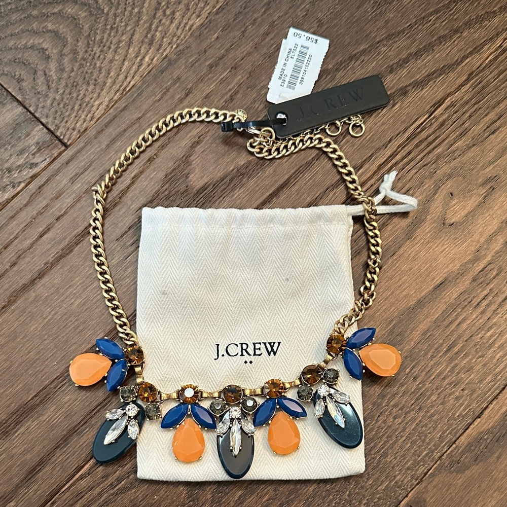 Jcrew statement necklace blue and orange NWT